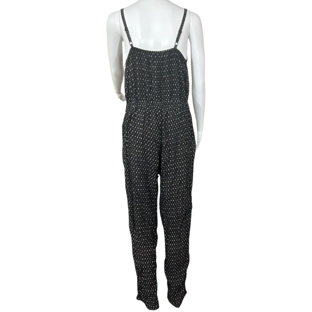 Fat Face Black Ditsy Floral Jumpsuit Romper Size 10 Viscose Adjustable Straps - Picture 3 of 16
